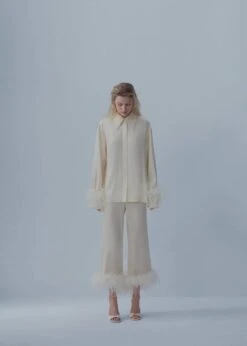 Pantalons Satiné Détail Plumes -Mode Nouvelle Magasin 57001094 01 D1