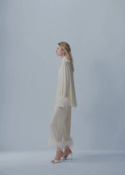 Pantalons Satiné Détail Plumes -Mode Nouvelle Magasin 57001094 01 D2