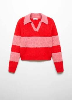 Pull-over Empiècement Contrastant Col Polo -Mode Nouvelle Magasin 57005828 70 B