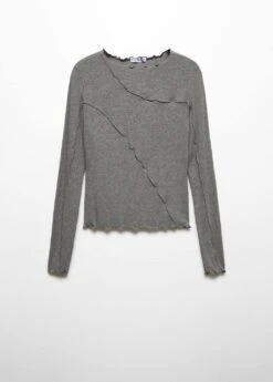 T-shirt Maille Côtelée Coutures Décoratives -Mode Nouvelle Magasin 57005983 91 B