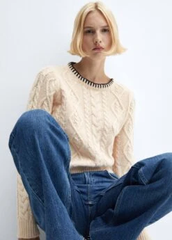 Pull-over Torsades Liserés Contrastés -Mode Nouvelle Magasin 57007734 08 D2