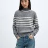 Pull-over Rayures Col Montant