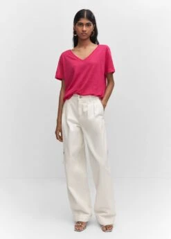 T-shirt Lin Col V -Mode Nouvelle Magasin 57010263 88 99999999 01