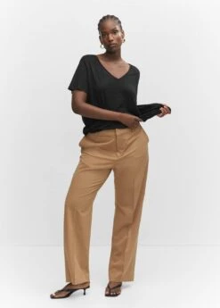 T-shirt Lin Col V -Mode Nouvelle Magasin 57010263 99 D3