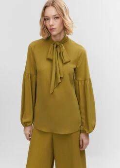Blouse Lavallière Manches Bouffantes
