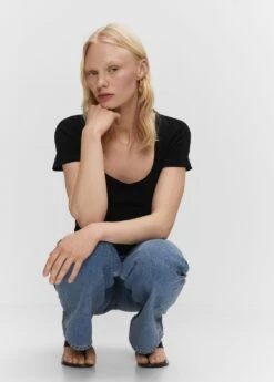 T-shirt Col Carré -Mode Nouvelle Magasin 57010951 99 D2