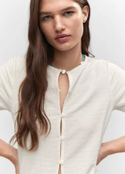 T-shirt Texturé Boutons -Mode Nouvelle Magasin 57012894 05 D1