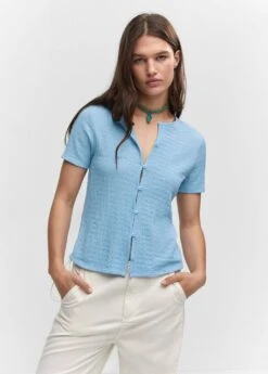 T-shirt Texturé Boutons -Mode Nouvelle Magasin 57012894 50