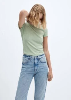 T-shirt Manches Courtes Maille Côtelée