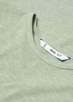 T-shirt Manches Courtes Maille Côtelée -Mode Nouvelle Magasin 57015798 43 D8