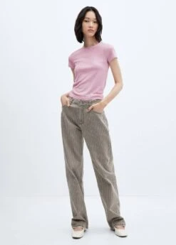 T-shirt Manches Courtes Maille Côtelée -Mode Nouvelle Magasin 57015798 85 99999999 01