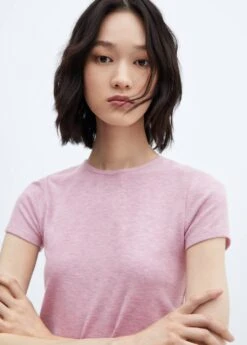 T-shirt Manches Courtes Maille Côtelée -Mode Nouvelle Magasin 57015798 85 D1