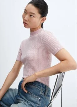 Pull-over Laine Torsades Manches Courtes -Mode Nouvelle Magasin 57015806 81 D1