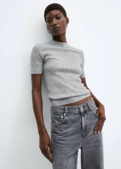 Pull-over Laine Torsades Manches Courtes -Mode Nouvelle Magasin 57015806 91 D2