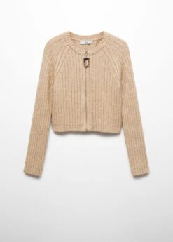 Cardigan Maille Côtelée Détail Fermeture Éclair -Mode Nouvelle Magasin 57015810 09 B