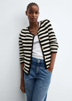 Cardigan Rayures Boutons Bijoux -Mode Nouvelle Magasin 57015812 02 D2