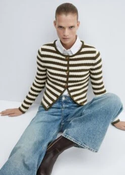 Cardigan Rayures Boutons Bijoux -Mode Nouvelle Magasin 57015812 37 D2