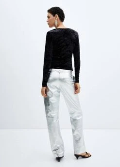 T-shirt Velours Col V -Mode Nouvelle Magasin 57019117 52 R