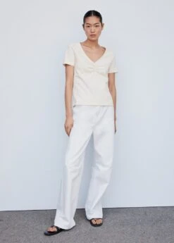 T-shirt Coton Détail Froncé -Mode Nouvelle Magasin 57022888 02 99999999 01