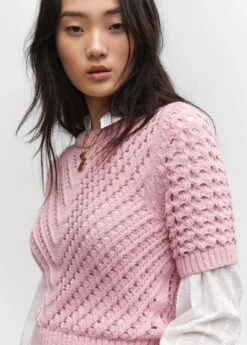 Pull-over Ajouré Manches Courtes -Mode Nouvelle Magasin 57023804 81 D1