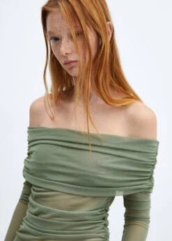 T-shirt Tulle épaules Dénudées -Mode Nouvelle Magasin 57027758 43 D1