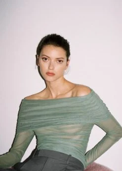 T-shirt Tulle épaules Dénudées -Mode Nouvelle Magasin 57027758 43 D6