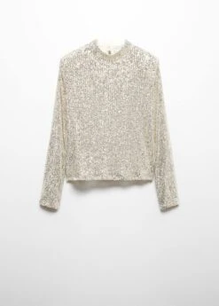 T-shirt Sequins Col Montant -Mode Nouvelle Magasin 57029101 04 B