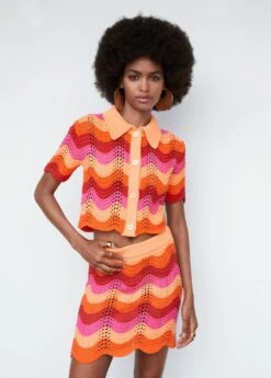 Cardigan Crop Maille Ajourée