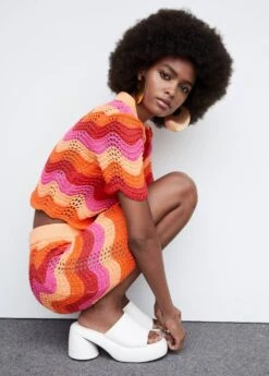 Cardigan Crop Maille Ajourée -Mode Nouvelle Magasin 57030250 20 D2