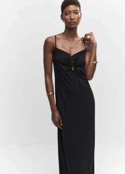 Robe Fendue Détails Froncés