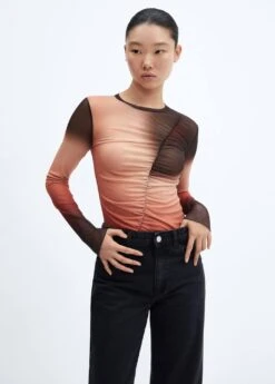 T-shirt Dégradé Détail Froncé