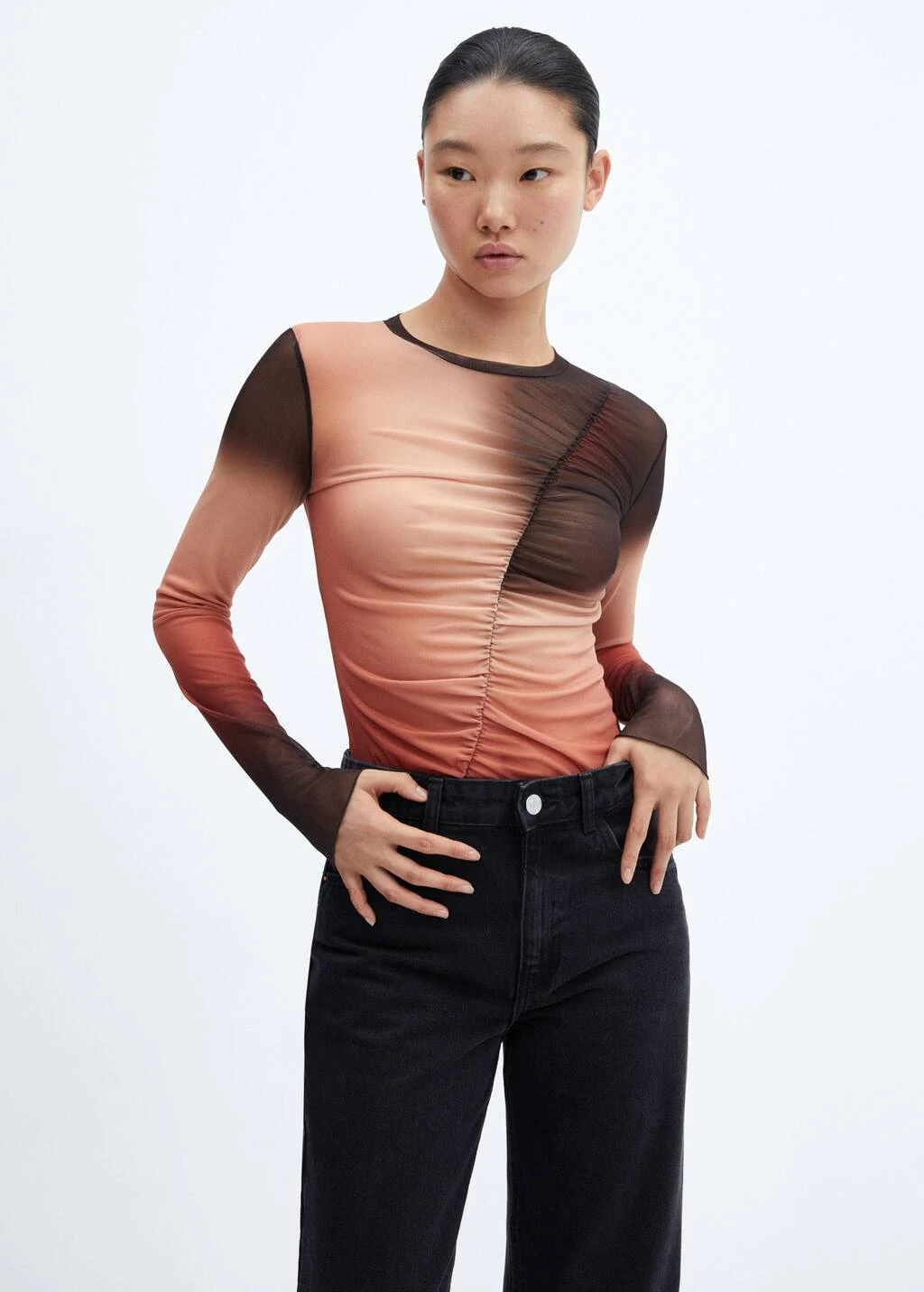 T-shirt Dégradé Détail Froncé 1 T-shirt Dégradé Détail Froncé