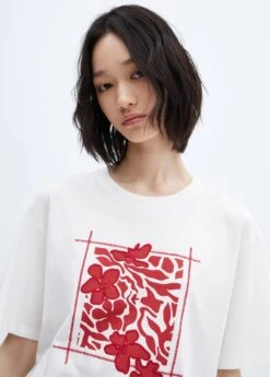 T-shirt Imprimé Détails Brodés -Mode Nouvelle Magasin 57036309 01 D1