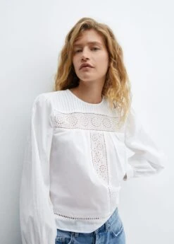 Blouse Coton Détails Ajourés -Mode Nouvelle Magasin 57037118 01 D2