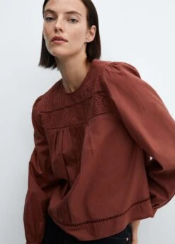 Blouse Coton Détails Ajourés -Mode Nouvelle Magasin 57037118 76 D4