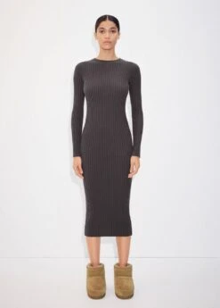 Robe Midi à Bords Côtelés -Mode Nouvelle Magasin 57037735 95 D6