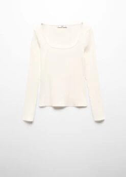 T-shirt Côtelé Col Carré -Mode Nouvelle Magasin 57037757 02 B