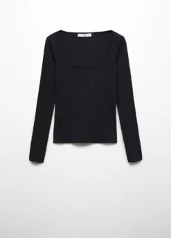 T-shirt Côtelé Col Carré -Mode Nouvelle Magasin 57037757 99 B