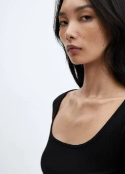 T-shirt Côtelé Col Carré -Mode Nouvelle Magasin 57037757 99 D6