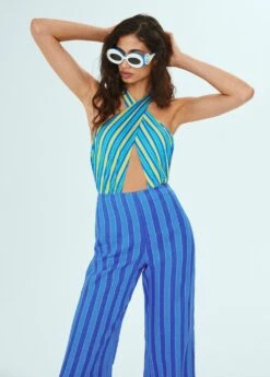 Pantalon Lin à Rayures -Mode Nouvelle Magasin 57040382 52 D1