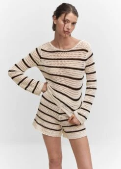 Pull-over Maille Ajourée Rayures