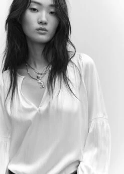 Blouse Froncée Bouton -Mode Nouvelle Magasin 57043807 02 D1