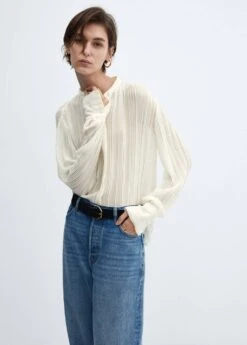 Blouse Plissée Semi-transparente