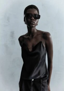 Top Satin Col Bénitier -Mode Nouvelle Magasin 57062884 99 D7