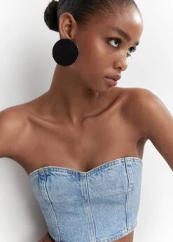 Top Style Corset En Jean Détails Brillants -Mode Nouvelle Magasin 57062894 TM D1