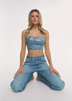 Top Style Corset En Jean Détails Brillants -Mode Nouvelle Magasin 57062894 TM D6