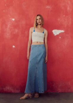 Jupe Longue En Jean Coutures -Mode Nouvelle Magasin 57062896 TC D6