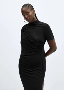 Robe Maille Détail Drapé -Mode Nouvelle Magasin 57063809 99 D5