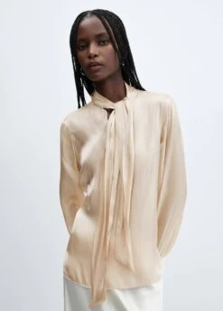 Blouse Satinée Nœud Col