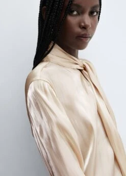 Blouse Satinée Nœud Col -Mode Nouvelle Magasin 57067717 OR D1